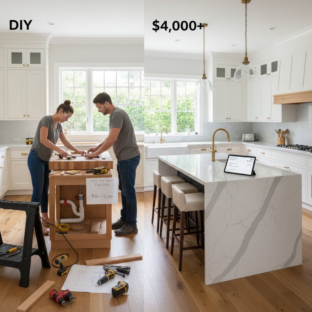 Image for DIY Kitchen Islands Cost $800–$2,500 vs $4,000+ Pro