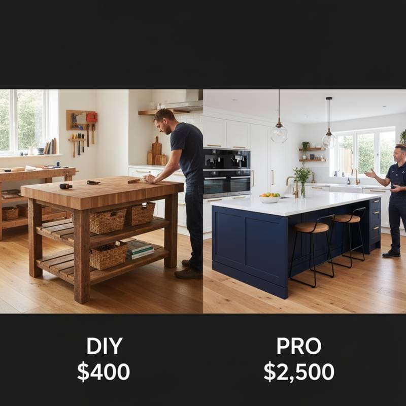 Image for DIY Kitchen Island Costs $400 vs $2,500 for Pros