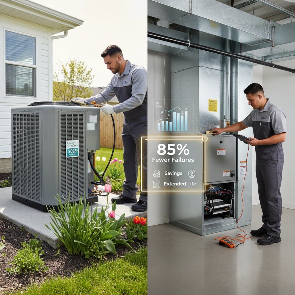 Featured image for Spring HVAC Checks Prevent 85% of System Failures
